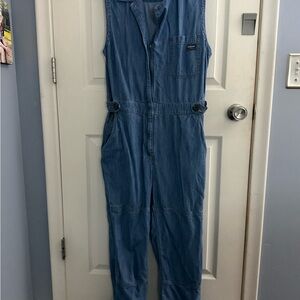 Wildfang Sleeveless Chambray High Waisted Coverall L
